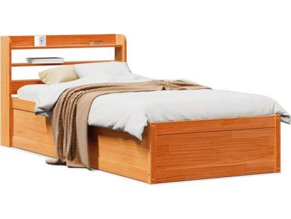 Rám postele s čelem 75 x 190 cm masivní borovice [3307109] (Barva Voskově hnědá)