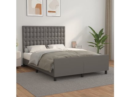 Rám postele s čelem 140x200 cm umělá kůže [3125577] (Barva Šedá)
