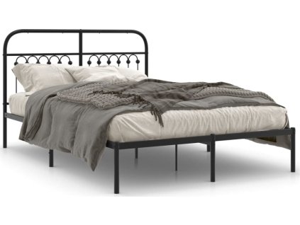 Kovový rám postele s čelem 140 x 190 cm [376600] (Barva Černá)