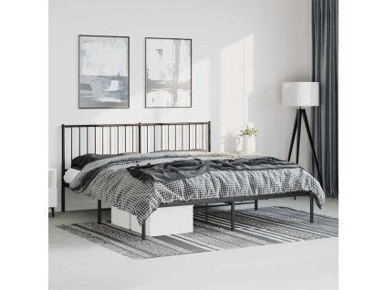 Kovový rám postele s čelem 183 x 213 cm [350869] (Barva Černá)