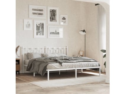 Kovový rám postele s čelem 180 x 200 cm [376132] (Barva Černá)