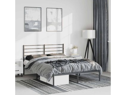 Kovový rám postele s čelem 150 x 200 cm [352321] (Barva Černá)
