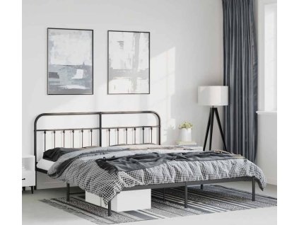 Kovový rám postele s čelem 183 x 213 cm [352583] (Barva Černá)