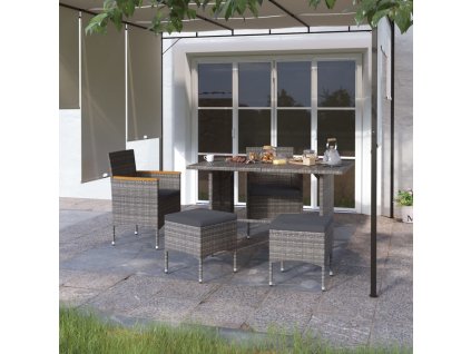 4dílná zahradní souprava křesel a podnožek polyratan [310615] (Barva Šedá)