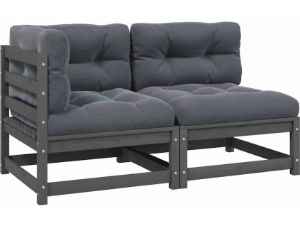 2dílná zahradní souprava s poduškami masivní borovice [805747] (Barva Šedá)