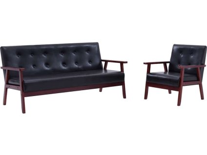 Sedací souprava 2 ks umělá kůže [278397] (Barva Černá)