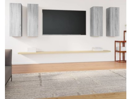 TV skříňky 4 ks 30,5 x 30 x 90 cm kompozitní dřevo [3078951] (Barva Šedá)