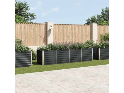 Vyvýšený záhon 320 x 80 x 77 cm pozinkovaná ocel [45728] (Barva Antracitová)