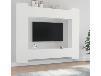 8dílný set TV skříněk kompozitní dřevo [3114230] (Barva Bílá)