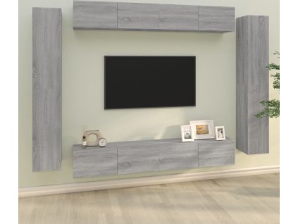 8dílný set TV skříněk kompozitní dřevo [3114298] (Barva Bílá s vysokým leskem)