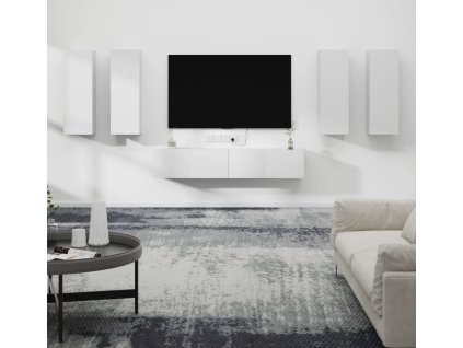 6dílný set TV skříněk kompozitní dřevo [3114342] (Barva Bílá)