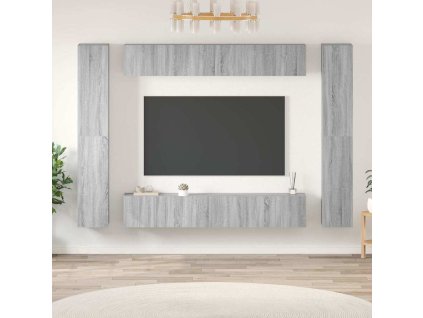 10dílný set TV skříněk dřevotříska [3120249] (Barva Šedá sonoma)