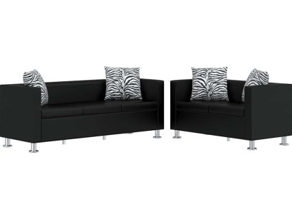 3místná a 2místná pohovka sedací souprava umělá kůže [272178] (Barva Černá)