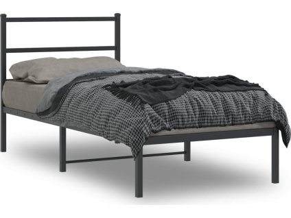 Kovový rám postele s čelem 90 x 200 cm [355407] (Barva Bílá)