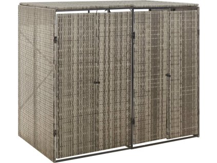 Přístřešek na dvě popelnice 140 x 80 x 117 cm polyratan [319865] (Barva Šedá)