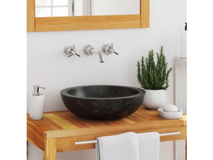 Umyvadlo 40 x 12 cm mramor [142774] (Barva Černá)