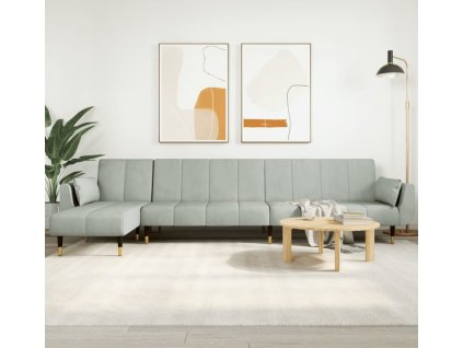 Rozkládací pohovka ve tvaru L 275x140x70 cm samet [3157206] (Barva Světle šedá)