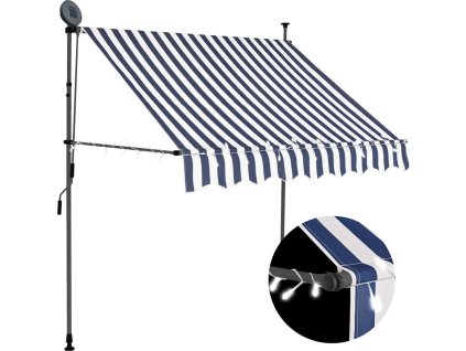 Ručně zatahovací markýza s LED světlem 200 cm [145843] (Barva Modrá)