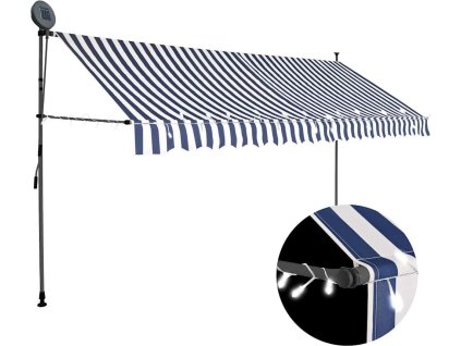 Ručně zatahovací markýza s LED světlem 400 cm bílo [145847] (Barva Modrá)