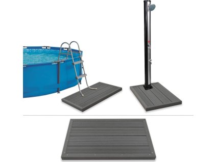 Podlahový prvek pro solární sprchu 101 x 63 x 5,5 cm WPC [45016] (Barva Šedá)