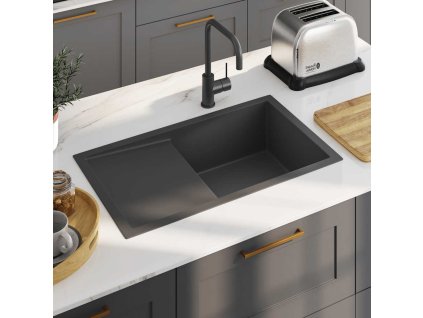 Ručně vyrobený kuchyňský dřez nerezová ocel [51521] (Barva Černá)