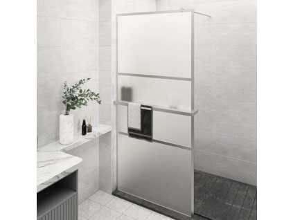 Zástěna do průchozí sprchy s policí 90x195 cm ESG/hliník [3185497] (Barva Chrom)