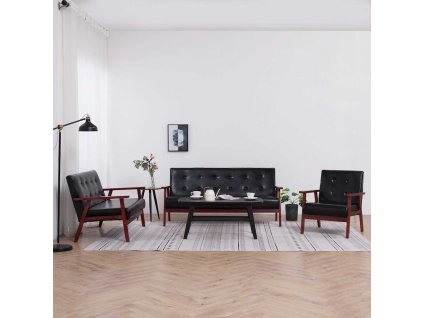 Sedací souprava 3 ks umělá kůže [278398] (Barva Černá)