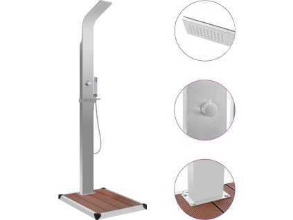 Zahradní sprcha s vaničkou WPC nerezová ocel [3051287] (Barva Hnědá)