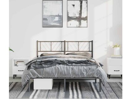 Kovový rám postele s čelem 135 x 190 cm [372178] (Barva Černá)