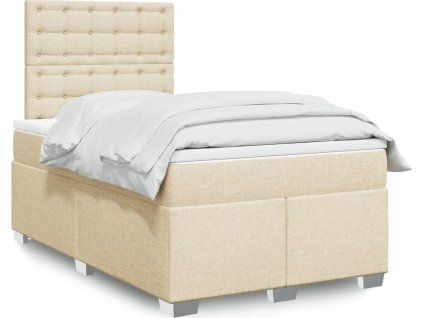 Box spring postel s matrací 120x190 cm textil [3290446] (Barva Krémová)