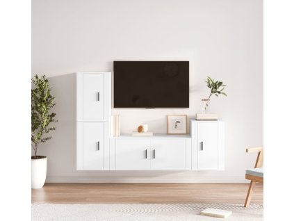 4dílný set TV skříněk kompozitní dřevo [3188598] (Barva Bílá)