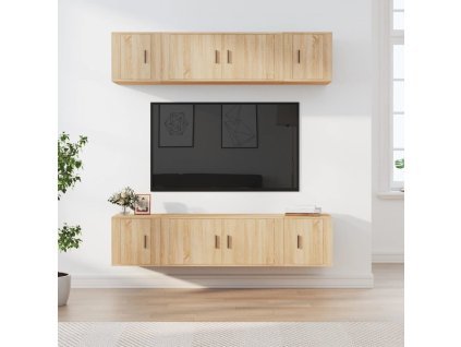 6dílný set TV skříněk kompozitní dřevo [3188655] (Barva Černá)