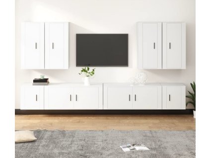 8dílný set TV skříněk kompozitní dřevo [3188704] (Barva Bílá s vysokým leskem)