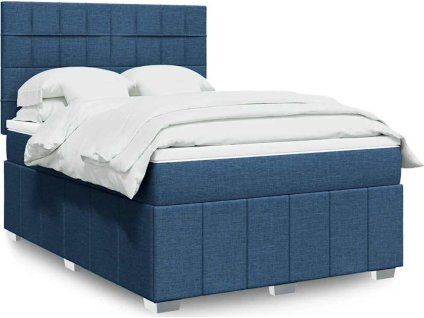 Box spring postel s matrací 140x190 cm textil [3291669] (Barva Modrá)