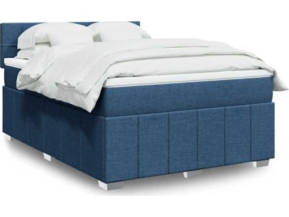 Box spring postel s matrací 140 x 190 cm textil [3289369] (Barva Modrá)