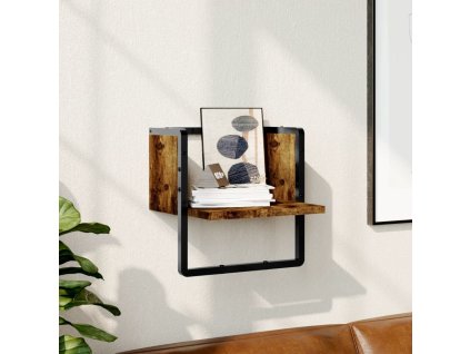 Nástěnná police s tyčí 30 x 25 x 30 cm [836280] (Barva Kouřový dub)