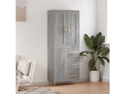 Skříň highboard 69,5 x 34 x 180 cm kompozitní dřevo [3199806] (Barva Kouřový dub)