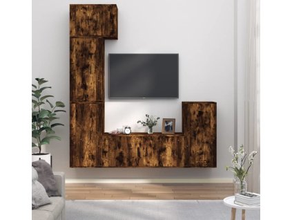 5dílný set TV skříněk kompozitní dřevo [3188615] (Barva Černá)