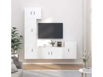 5dílný set TV skříněk kompozitní dřevo [3188622] (Barva Bílá)
