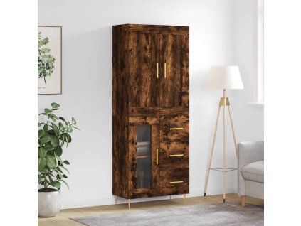 Skříň highboard 69,5 x 34 x 180 cm kompozitní dřevo [3199929] (Barva Bílá)