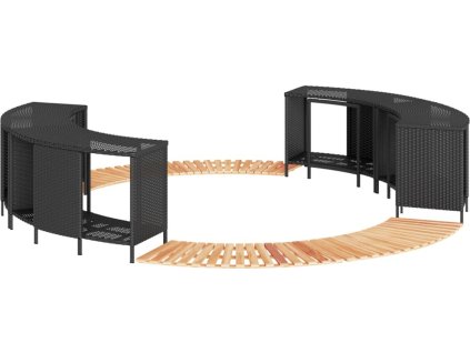 Obruba k vířivce polyratan a masivní akáciové dřevo [3270640] (Barva Černá)