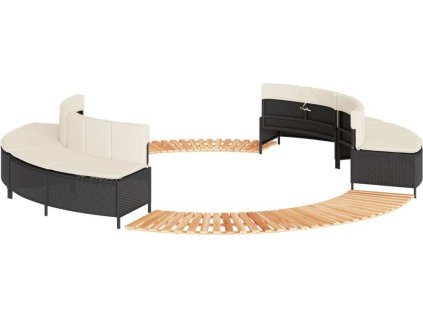 Obruba k vířivce polyratan a masivní akáciové dřevo [3270637] (Barva Černá)