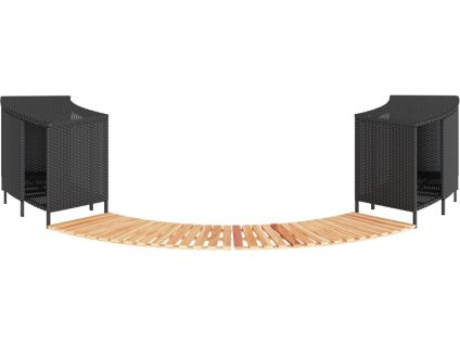 Obruba k vířivce polyratan a masivní akáciové dřevo [3270634] (Barva Černá)