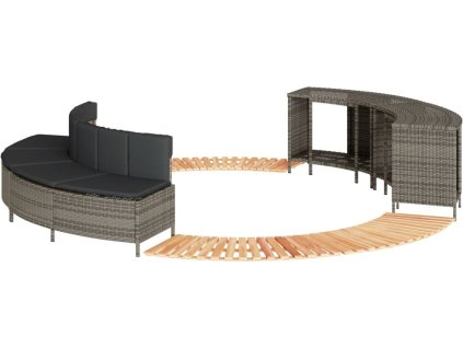 Obruba k vířivce polyratan a masivní akáciové dřevo [3270655] (Barva Šedá)