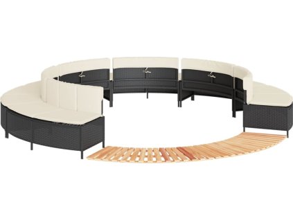 Obruba k vířivce polyratan a masivní akáciové dřevo [3270636] (Barva Černá)