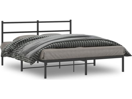Kovový rám postele s čelem 150 x 200 cm [355367] (Barva Černá)