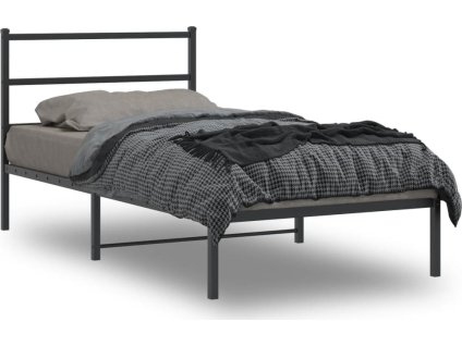 Kovový rám postele s čelem 100 x 200 cm [355360] (Barva Černá)