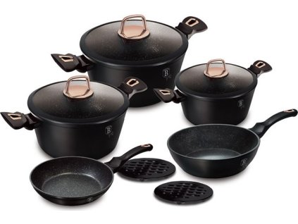 Sada nádobí Berlingerhaus s mramorovým povrchem 10 ks Black Rose Collection [6342607]
