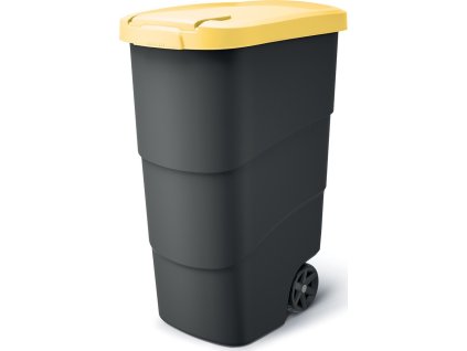 Popelnice Prosperplast Wheeler 90 l antracit se žlutým víkem [611393]