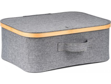 Úložný box G21 40 x 30 x 15 cm, bambusový s víkem, šedý [6355530]